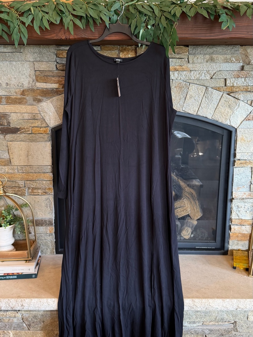 Express Black Long Sleeve Maxi Dress